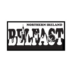 belfast city of northern ireland typography graphic print , Abstract fashion drawing and creative design for t-shirts,mugs,graphic tee, sweatshirt, cases, etc. Illustration in modern style for clothes