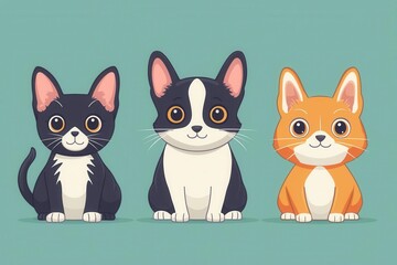 Obraz premium Animal figure, flat design, front view, pet care theme, cartoon drawing, Split complementary color scheme