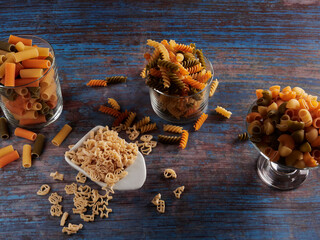 Various types of Italian pasta