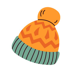 Cozy knitted beanie with a colorful zigzag pattern, perfect for autumn and winter. Warm and stylish, this hat is ideal for cold weather, outdoor activities, and casual fashion. Soft woolen texture.