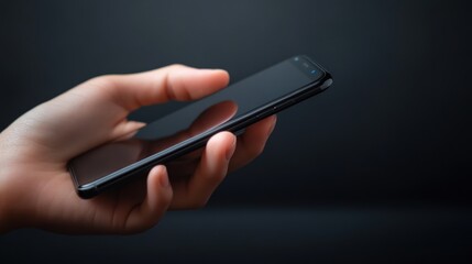 Finger setting the phone with dark background