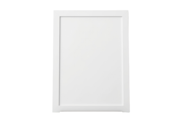 An empty instant photo frame standing upright, with a slight shadow cast on a white surface, Isolated on white background
