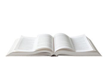 Obraz premium An open book with a colorful illustrated cover and visible text, laid out on a stark white surface Isolated on white background