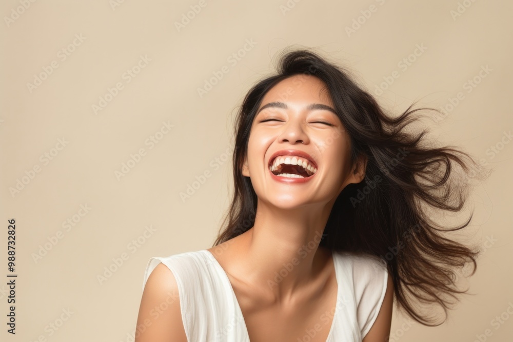 Wall mural Thai woman laughing smile adult.