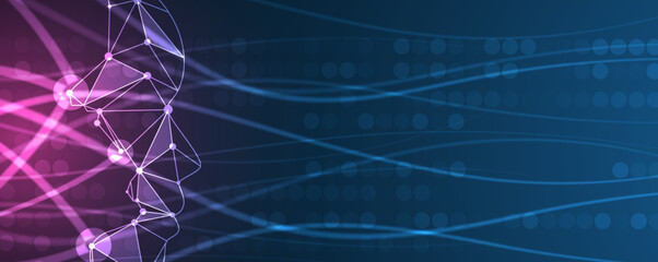 Abstract digital artificial intelligence with technology background in blue virtual cyberspace concept