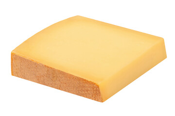 Flying Cheese chunk  isolated on white background. Swiss cheese slice for package design