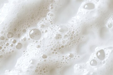 Close-up texture of white foam with bubbles