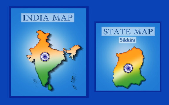 India map and Sikkim state map with background