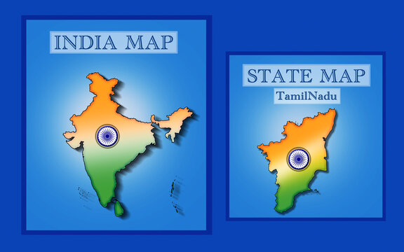 India map and Tamilnadu state map with background