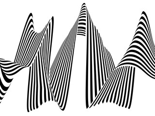 Optical art background, geometric wave design, black and white, Vector illustration of wave stripes abstract background.