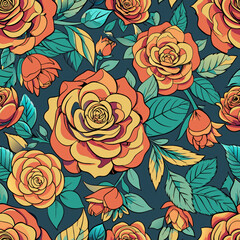 Seamless pattern with roses