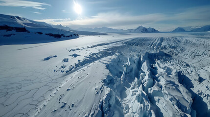 Aerial View of a Majestic Glacier in Antarctica