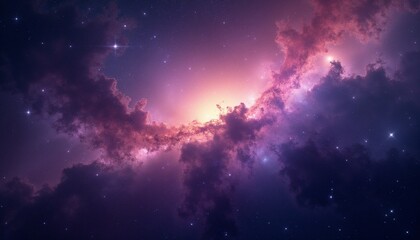Stunning cosmic nebula, vibrant colors and stars in the deep space environment