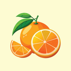 Vibrant Illustration of Fresh Orange on White Background