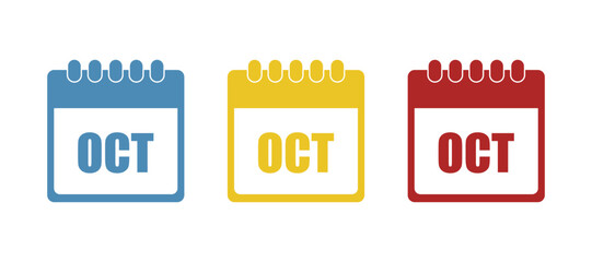 calendar icon on a white background, October, vector illustration