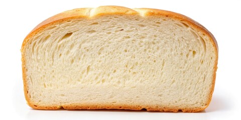 Bread loaf sliced, white on white, end view, various bread slice thicknesses