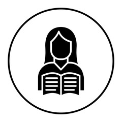 Reader Female vector icon. Can be used for Literature iconset.
