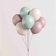 A cluster of pastel-colored balloons tied together, ideal for celebrations and events.