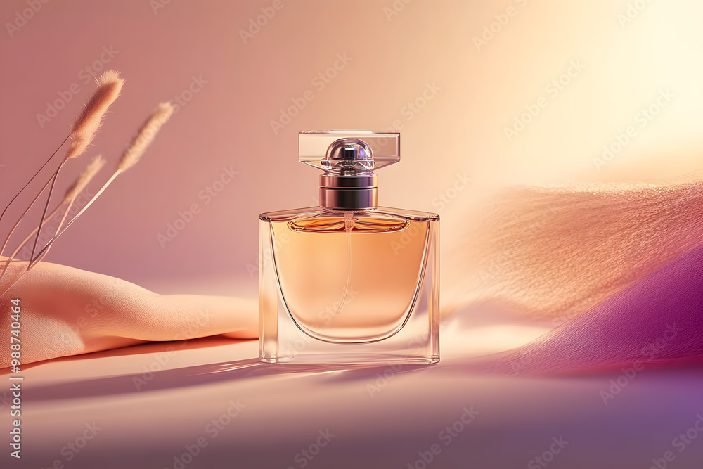 Poster mock up of minimal elegant perfume bottle. stylish parfumerie banner. ai generative