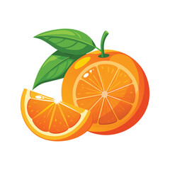 Vibrant Illustration of Fresh Orange on White Background