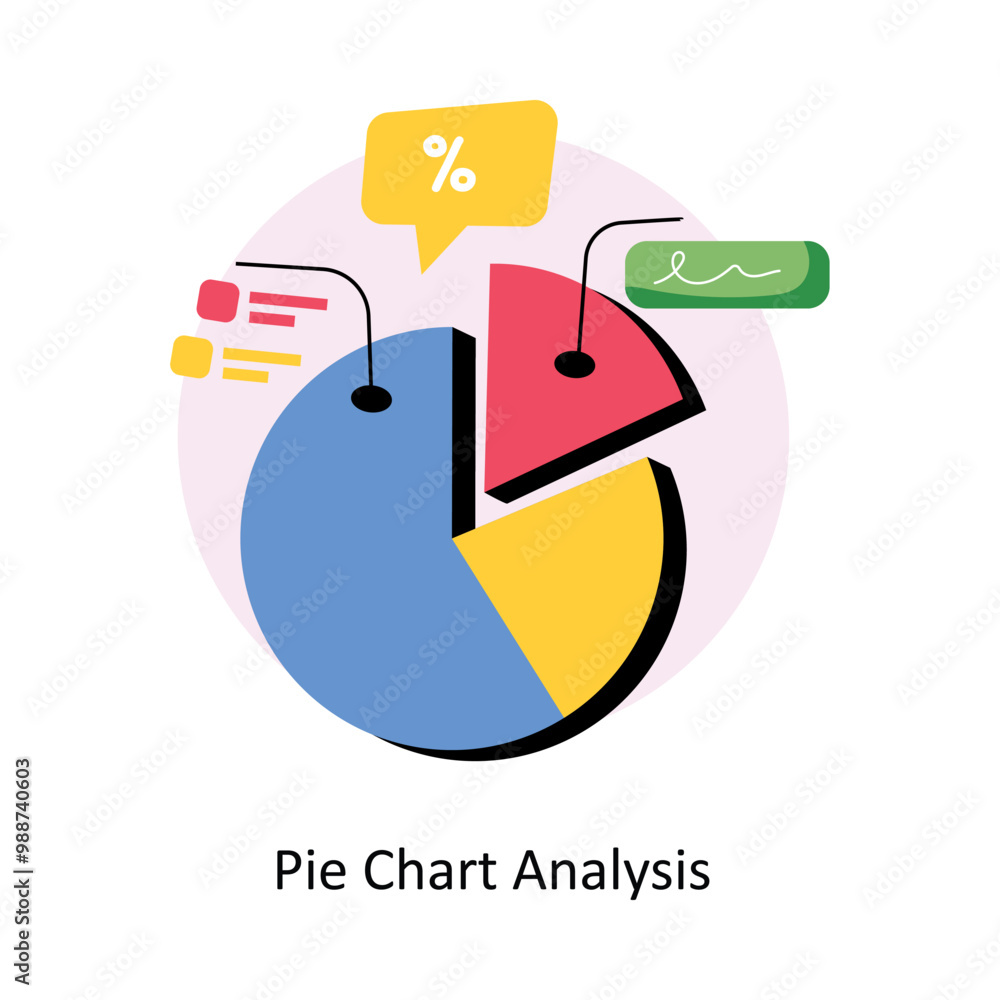 Poster pie chart analysis concepts style illustration. eps 10 file