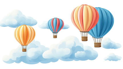 Fototapeta premium Colorful hot air balloons flying high in the sky, symbolizing adventure and freedom in travel and exploration