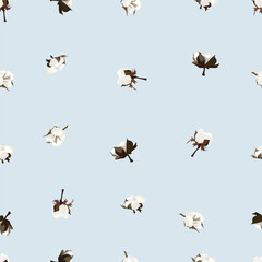 cotton flowers seamless pattern