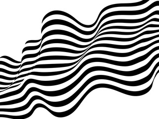 Black and white curved line stripe moving wave abstract background. Eps 10