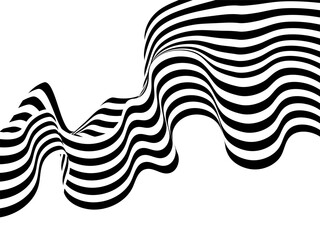 Black and white curved line stripe moving wave abstract background. Eps 10