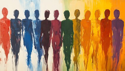 Naklejka premium Colorful Human Silhouettes in a Gradient