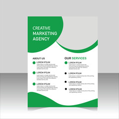 Flyer brochure design, business flyer size A4 template, creative leaflet green color