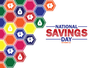 National Savings Day Vector illustration. October 12.  Suitable for greeting card, poster and banner.