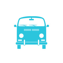 Van icon, Front view Isolated on white background. From blue icon set.