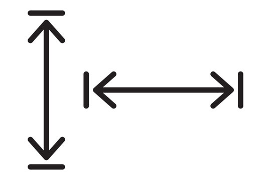 Editable width and hight icon signs. Simple flat vector design element.