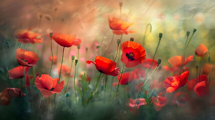 Vibrant Red Poppy Field - Summer Flowers in Bloom