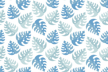 Seamless pattern with tropical palm leaves in pastel colors. Floral background, print