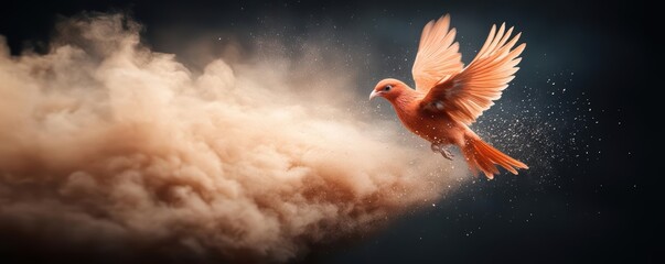 A phoenix rising from turbulent waves, symbolizing overcoming challenges with renewed hope and embracing new beginnings hope, new beginnings challenge