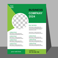 Green flyer Modern template design, Corporate business flier template design in A4 size., perfect for creative professional business. Corporate Flyer Template Geometric shape.