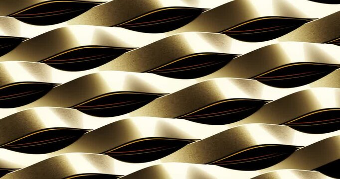 Bendy Gold Metal Waves Move Quickly and Seamlessly in 4K