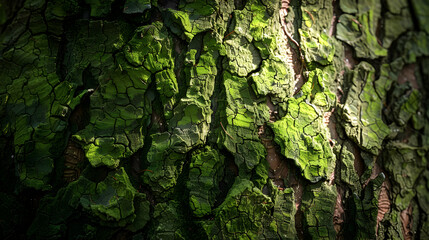 Close Up of Green Tree Bark Texture