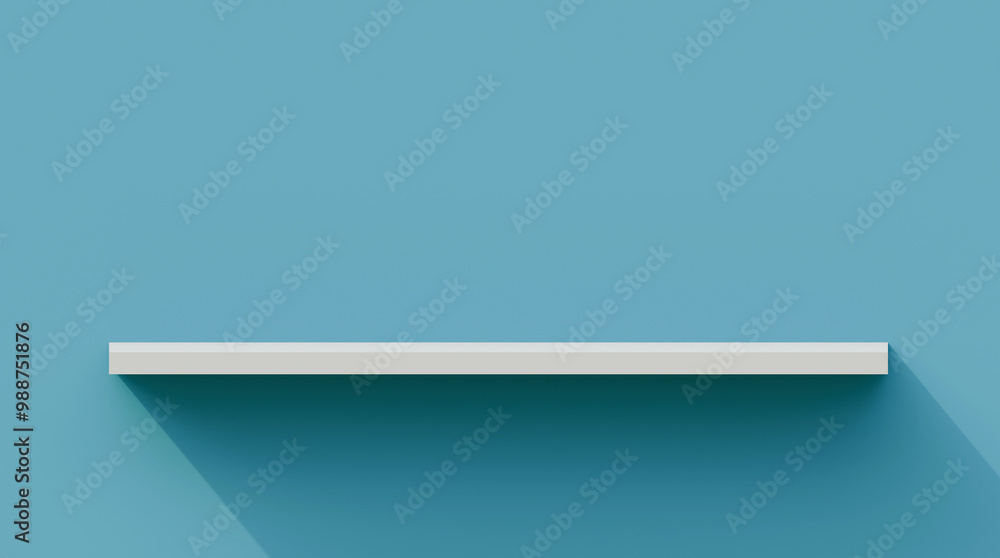 Aufkleber empty shelf on a blue wall. display stand shelf on blue wall. trophy stand. product display shelf 3d