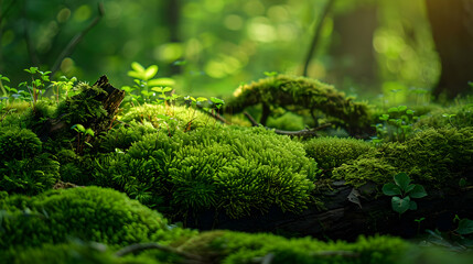 Obraz premium Green Moss on Forest Floor - Lush Nature Photography