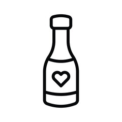 Wine bottle icon with a heart shaped design