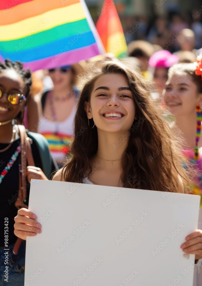 Poster british american teen women parade portrait smiling.