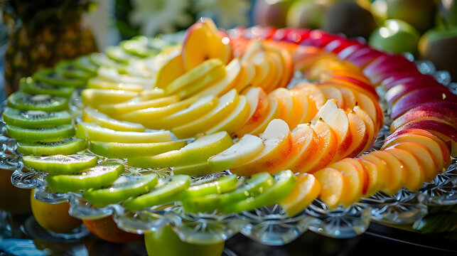 Colorful Sliced Fruit Platter: A Feast for the Senses