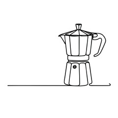 Coffee maker. Icon. Vector drawing. One line art. A simple drawing of a continuous line of a kitchen electric appliance. 