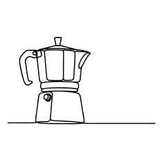 Coffee maker. Icon. Vector drawing. One line art. A simple drawing of a continuous line of a kitchen electric appliance. 