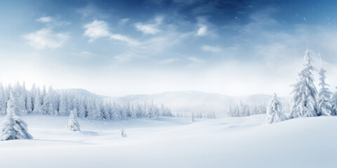 Fototapeta premium Snowy landscape under starry winter night sky