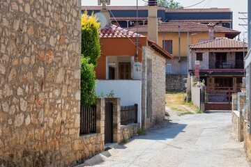 street in the old town in Afytos on the Kassandra-Chalkidiki peninsula - Greece