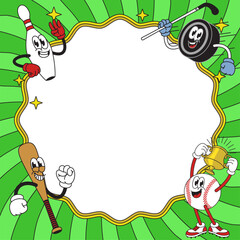 Frame Background Design with Character in Retro Style